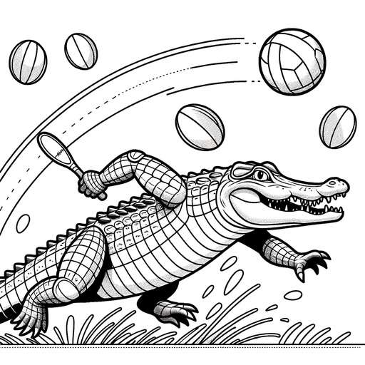 Children&#8217;s Sporty Crocodile Coloring Page