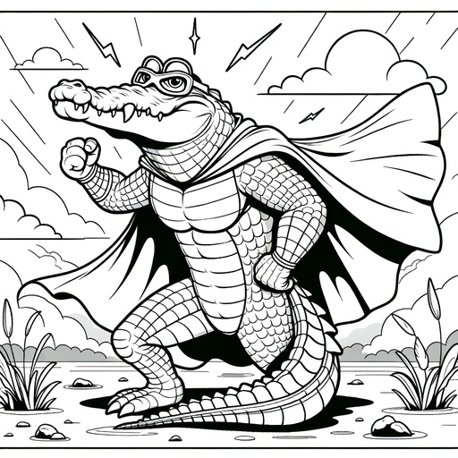 Children&#8217;s Superhero Crocodile Coloring Page