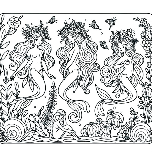 Children&#8217;s Cartoon Nymphs Coloring Page