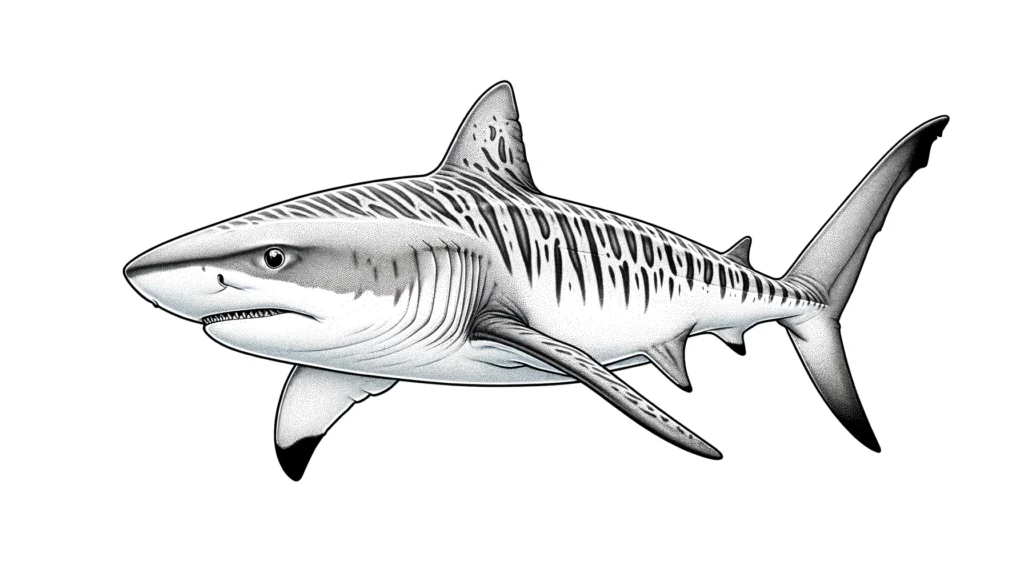 Tiger Shark simple coloring page for children