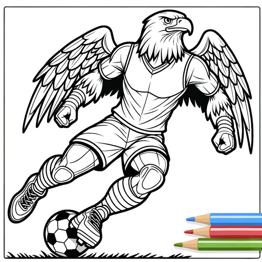 Children&#8217;s Playing Sport Bald Eagle Coloring Page