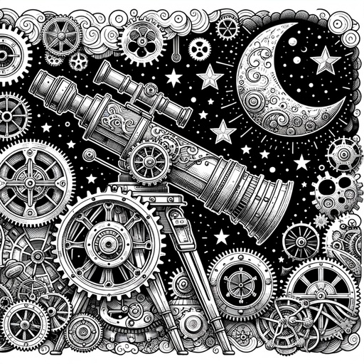 Children&#8217;s Steampunk Space children&#8217;s coloring Page