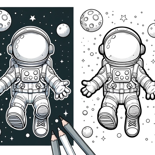 Children&#8217;s Cartoon Astronaut children&#8217;s coloring Page