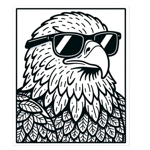 Children&#8217;s In Sunglasses Bald Eagle Coloring Page