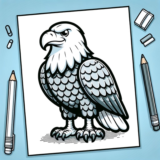 Children&#8217;s Cartoon Bald Eagle Coloring Page