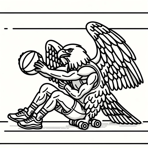 Children&#8217;s Playing Sport Bald Eagle Coloring Page
