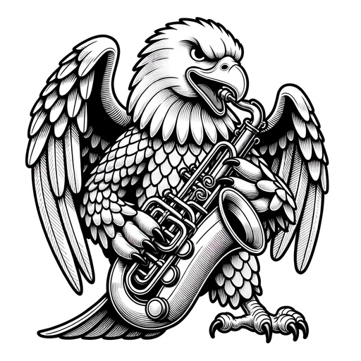 Children&#8217;s Playing a Musical Instrument Bald Eagle Coloring Page