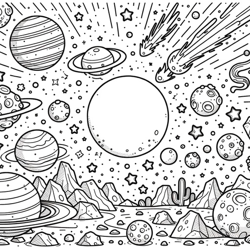 Children&#8217;s Cartoon Space children&#8217;s coloring Page