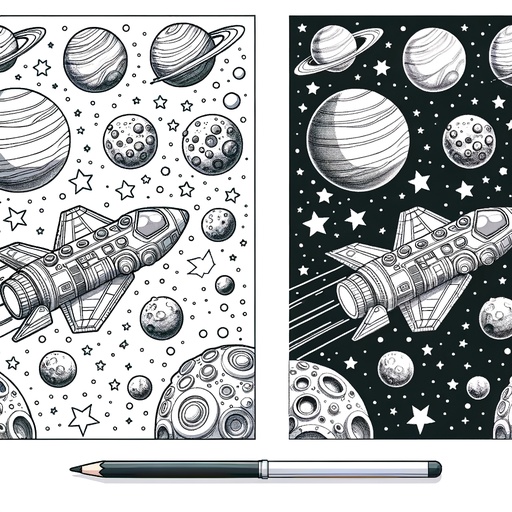 Children&#8217;s Realistic Space children&#8217;s coloring Page