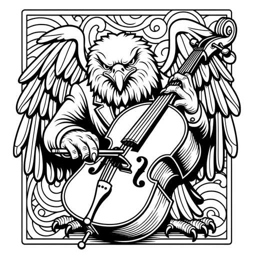 Children&#8217;s Playing a Musical Instrument Bald Eagle Coloring Page