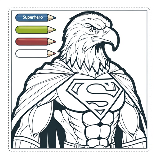 Children&#8217;s As a Superhero Bald Eagle Coloring Page