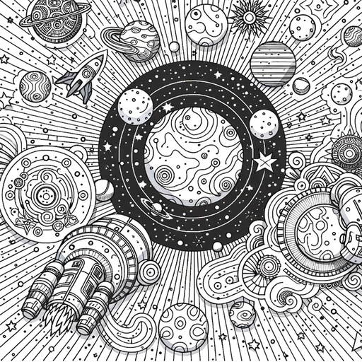 Children&#8217;s Cartoon Space children&#8217;s coloring Page