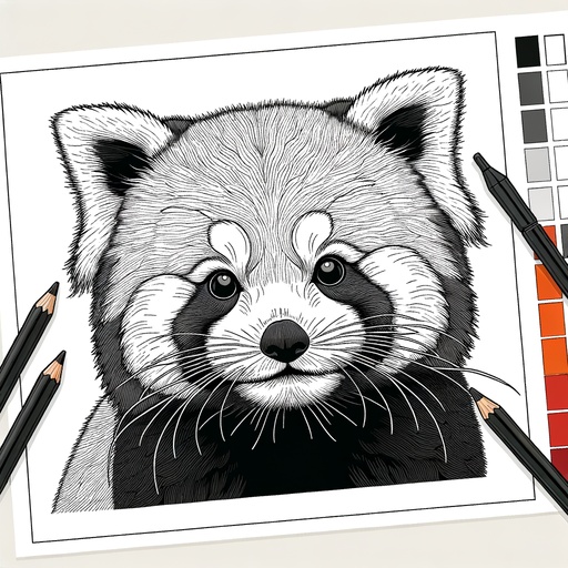 Children&#8217;s Realistic Red Panda Coloring Page