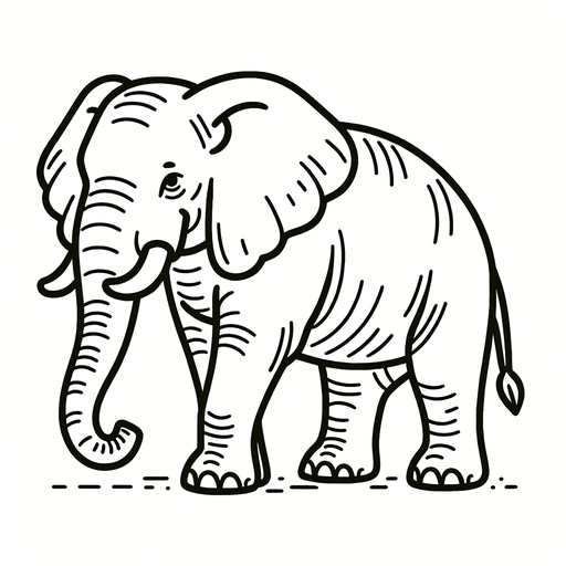 Children&#8217;s Simple African Elephant Coloring Page