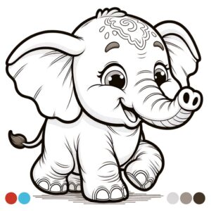 Children's Cute African Elephant Coloring Page - Day Dream Colors
