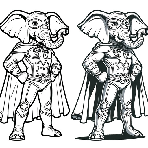 Children&#8217;s Superhero African Elephant Coloring Page