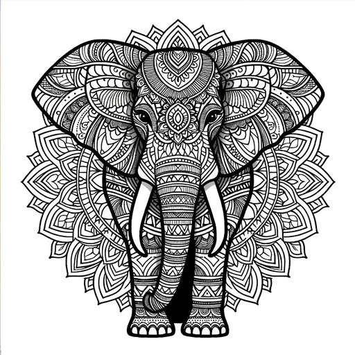 Children&#8217;s African Elephant Mandala Coloring Page