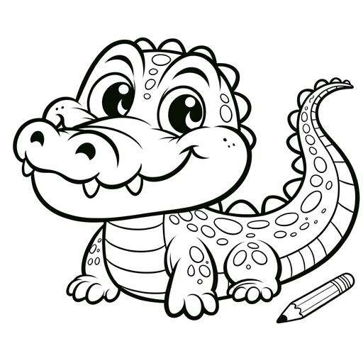 Children&#8217;s Simple Crocodile Coloring Page