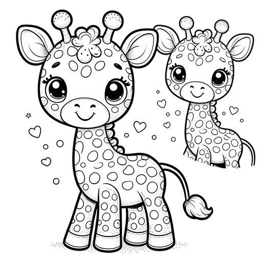 Children&#8217;s Cute Giraffe Coloring Page
