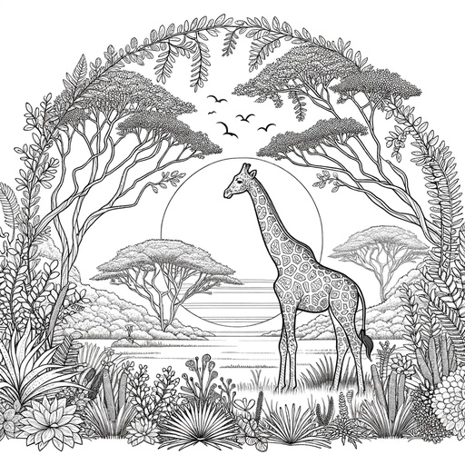 Children&#8217;s Mindful Giraffe Coloring Page