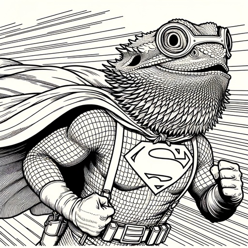 Children&#8217;s Superhero Bearded Dragon Coloring Page