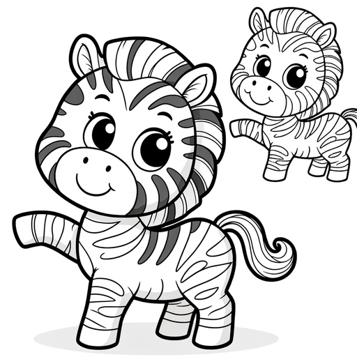 Children&#8217;s Cute Zebra Coloring Page