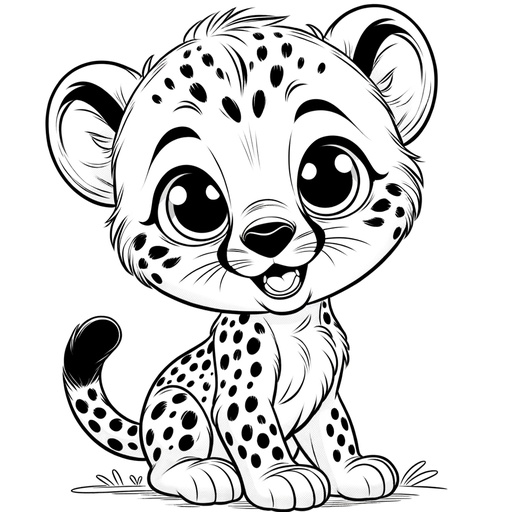 Children&#8217;s Cute Cheetah Coloring Page