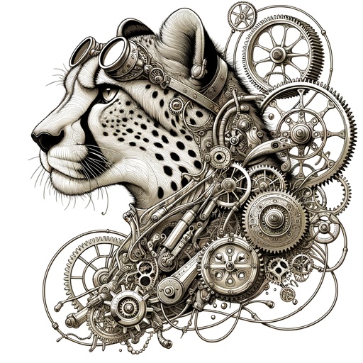 Children&#8217;s Steampunk Cheetah Coloring Page