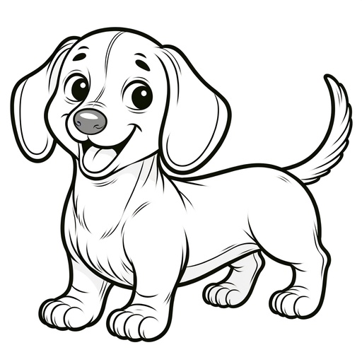 Children&#8217;s Cute Dachshund Coloring Page