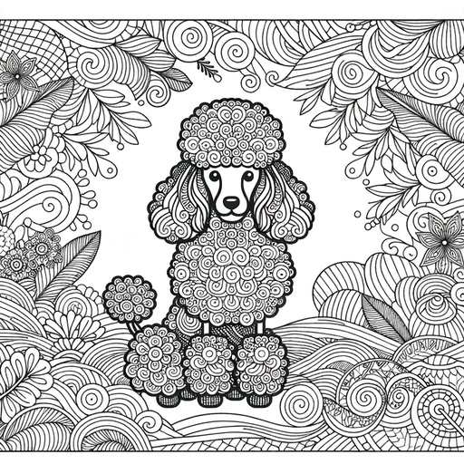 Children&#8217;s Mindful Poodle Coloring Page