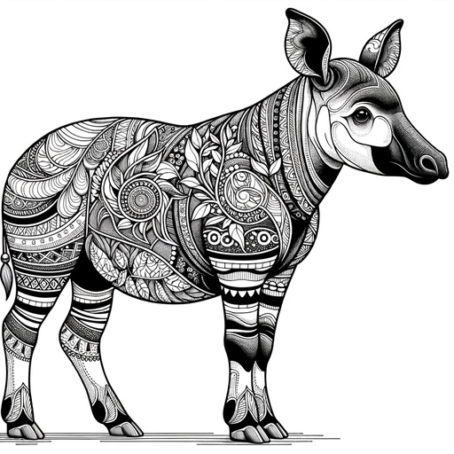 Okapi Coloring Pages for Teens