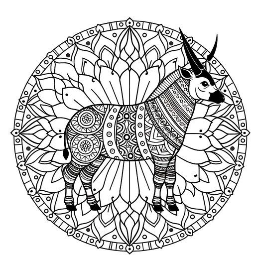 Children&#8217;s Okapi Mandala Coloring Page