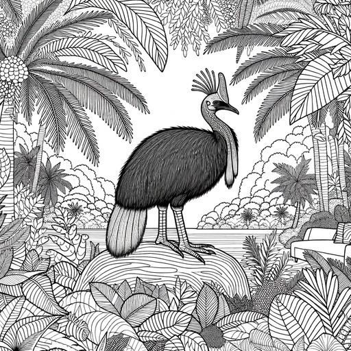 Children&#8217;s Mindful Cassowary Coloring Page