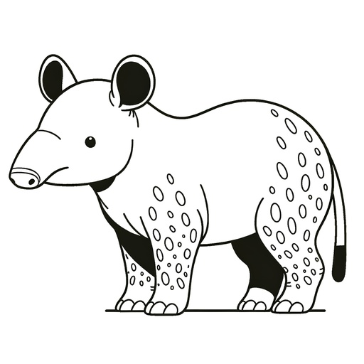 Children&#8217;s Simple Tapir Coloring Page