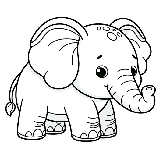 Children&#8217;s Simple African Elephant Coloring Page