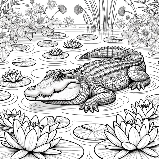 Children&#8217;s Mindful Crocodile Coloring Page