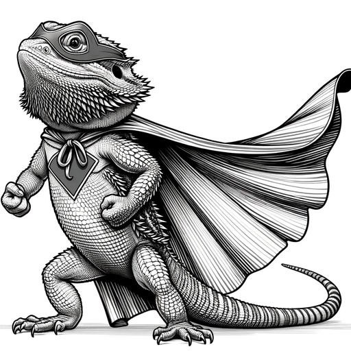 Children&#8217;s Superhero Bearded Dragon Coloring Page