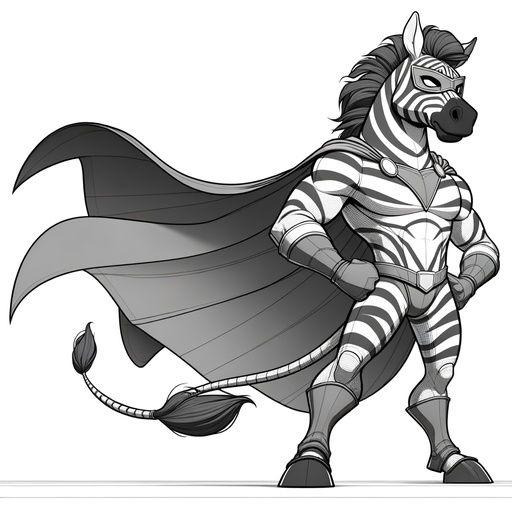 Children&#8217;s Superhero Zebra Coloring Page