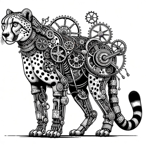 Children&#8217;s Steampunk Cheetah Coloring Page