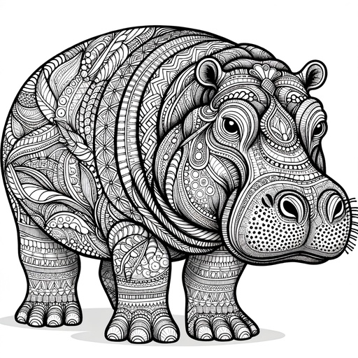 Hippopotamus Coloring Pages for Teens