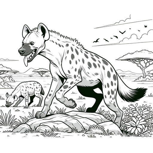Children&#8217;s Hyena in Nature Coloring Page