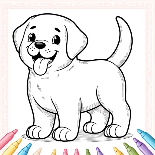 Children&#8217;s Cute Labrador Retriever Coloring Page