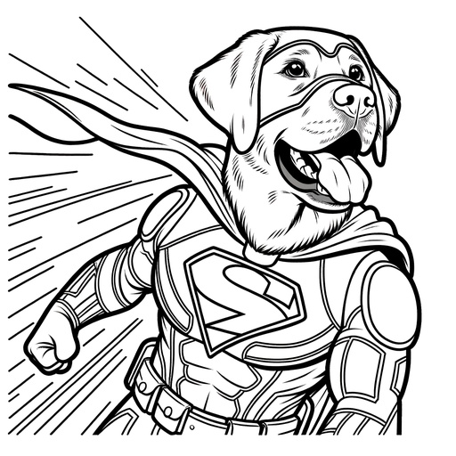 Children&#8217;s Superhero Labrador Retriever Coloring Page