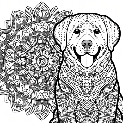 Children&#8217;s Labrador Retriever Mandala Coloring Page