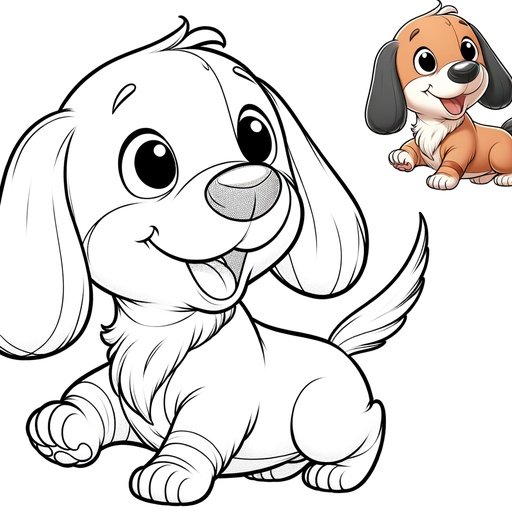 Children&#8217;s Cute Dachshund Coloring Page