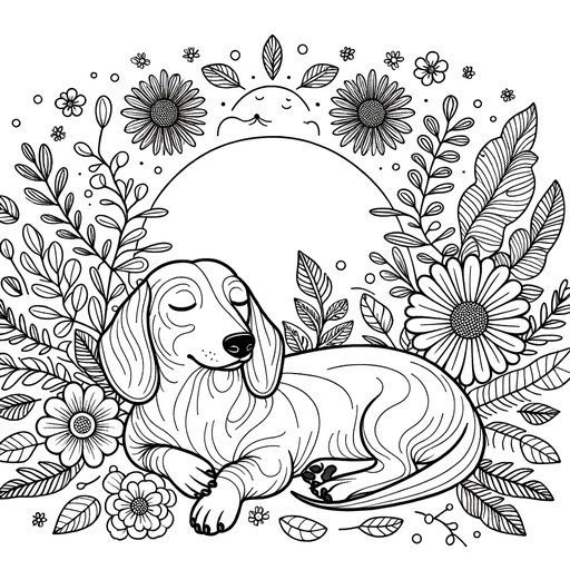 Children&#8217;s Mindful Dachshund Coloring Page