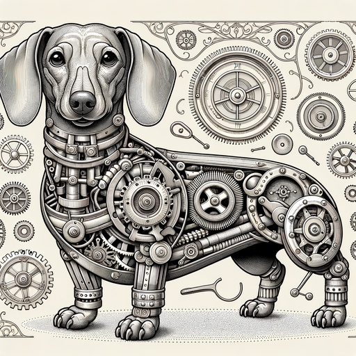 Children&#8217;s Steampunk Dachshund Coloring Page