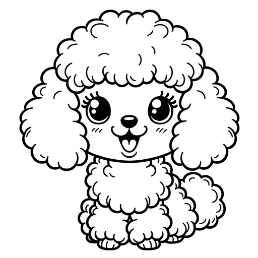 Children&#8217;s Cute Poodle Coloring Page