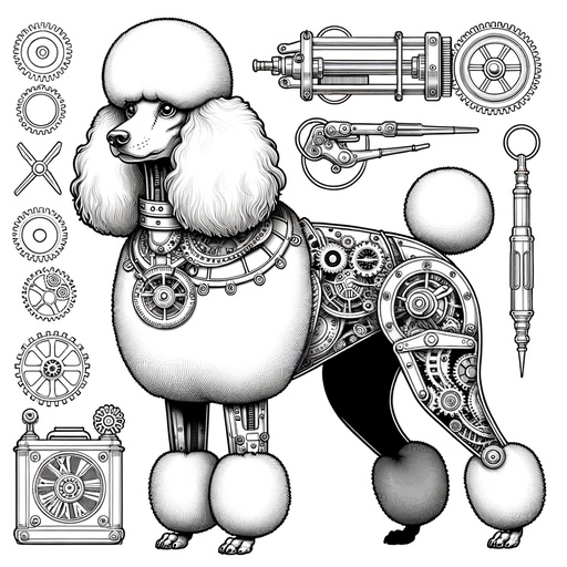 Children&#8217;s Steampunk Poodle Coloring Page