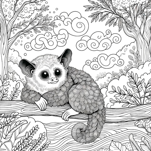 Children&#8217;s Mindful Aye-Aye Coloring Page